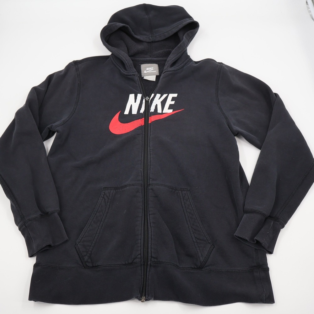 Nike‎ Sportswear Full Zip Hoodie Boys XL 18-20 Black Red Futura Logo 341896-010